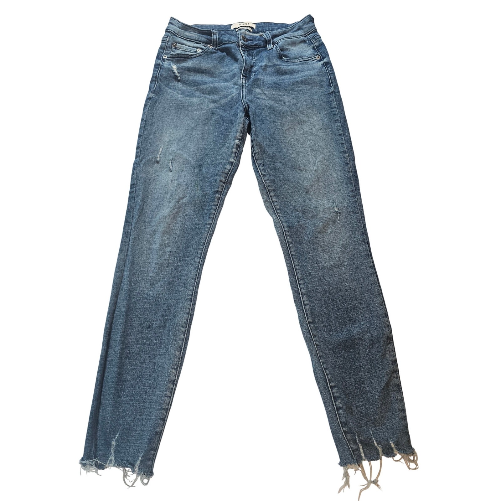 Pistola Skinny Jeans Women 28 Blue Distressed Raw Hem Denim